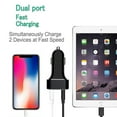thumbnail image 4 of 2-Port USB 36W Quick Car Charger w Charger Cord Type-C 10ft USB Cable X7N for Samsung Galaxy S9 Plus, S8+ S8, S10e S10 Plus active 5G Note 9 8 10 Plus A9 A50 A20 A10e - Sonim XP8 XP3, 4 of 11
