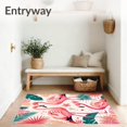 thumbnail image 3 of Flatwoven High Traffic Area Rug, Easy Care Pink Flamingo Tropical for Patio, Non Slip, Stain Resistant, Washable Area Rugs for Living Room, Bedroom(Pink, 5X7), 3 of 8