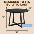 thumbnail image 4 of ROME + OAK Worton 45" Modern Farmhouse Round Dining Table, Wood Furniture, Black, 4 of 8