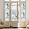 thumbnail image 2 of No Glue Heat Blocking Window Flims, Summer Beach Palm Tree Window Privacy Film Frosted, Blue Coastal Tropical Ocean Peep-proof Door Windows Tint for Bathroom, Dormitory, 17.7 x 78.7 Inches, 2 of 9