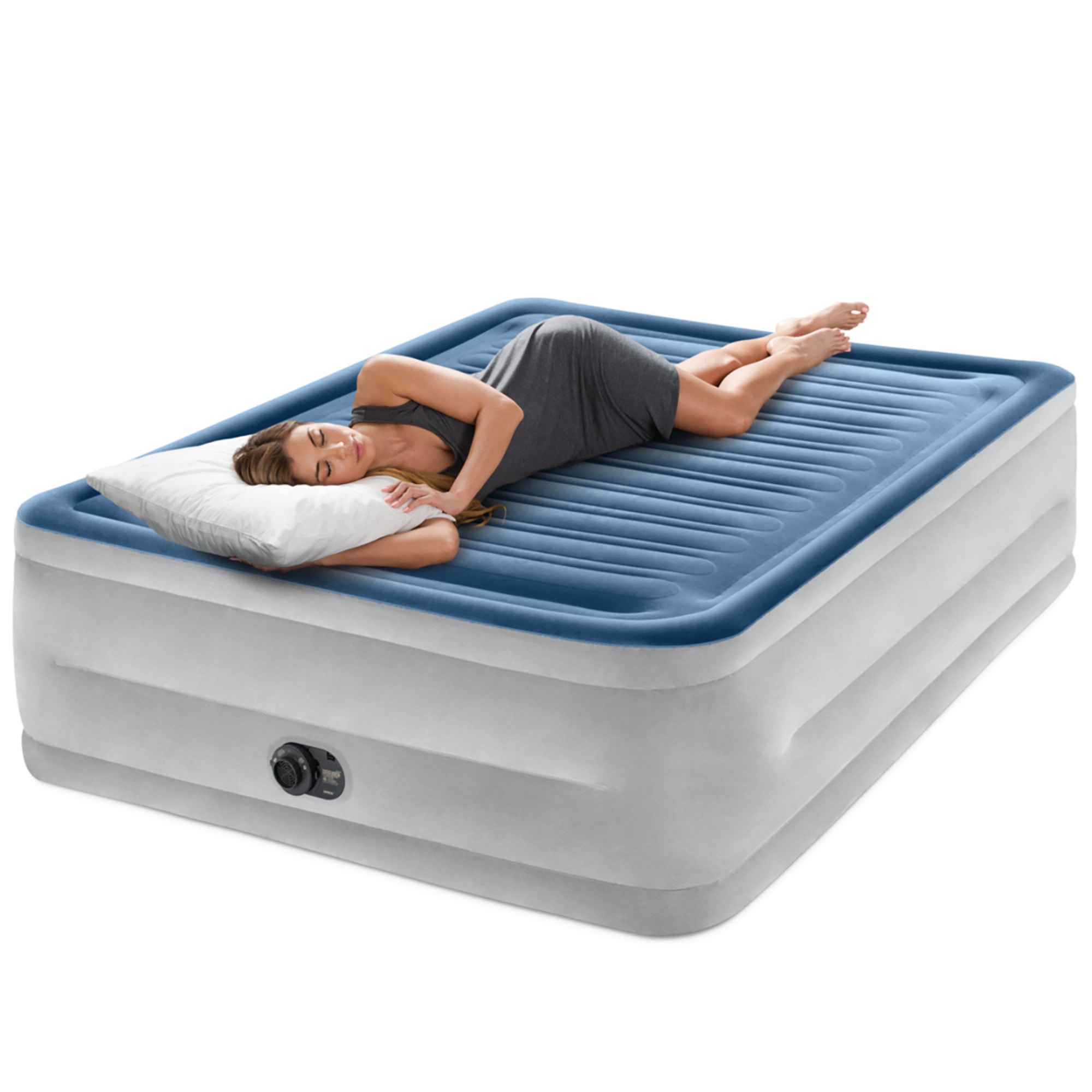 ベッドフレーム Air mattress Intex, Air Bed, Comfort Plush Queen, Built-in Pump, Blue - Walmart.com