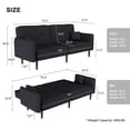 thumbnail image 4 of 3 in 1 Convertible Sofa Bed, Cotton Linen Upholstered Futon Couch with 2 Pillows and Side Pockets, Multifunctional Loveseat Sofa with 3 Position Adjustable for Living Room, Bedroom, Office, Black, 4 of 8