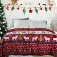 thumbnail image 5 of Home Soft Things Christmas Printed Flannel Fleece Blanket - Burgundy Christmas Deer - Twin (60" x 90"), 5 of 8
