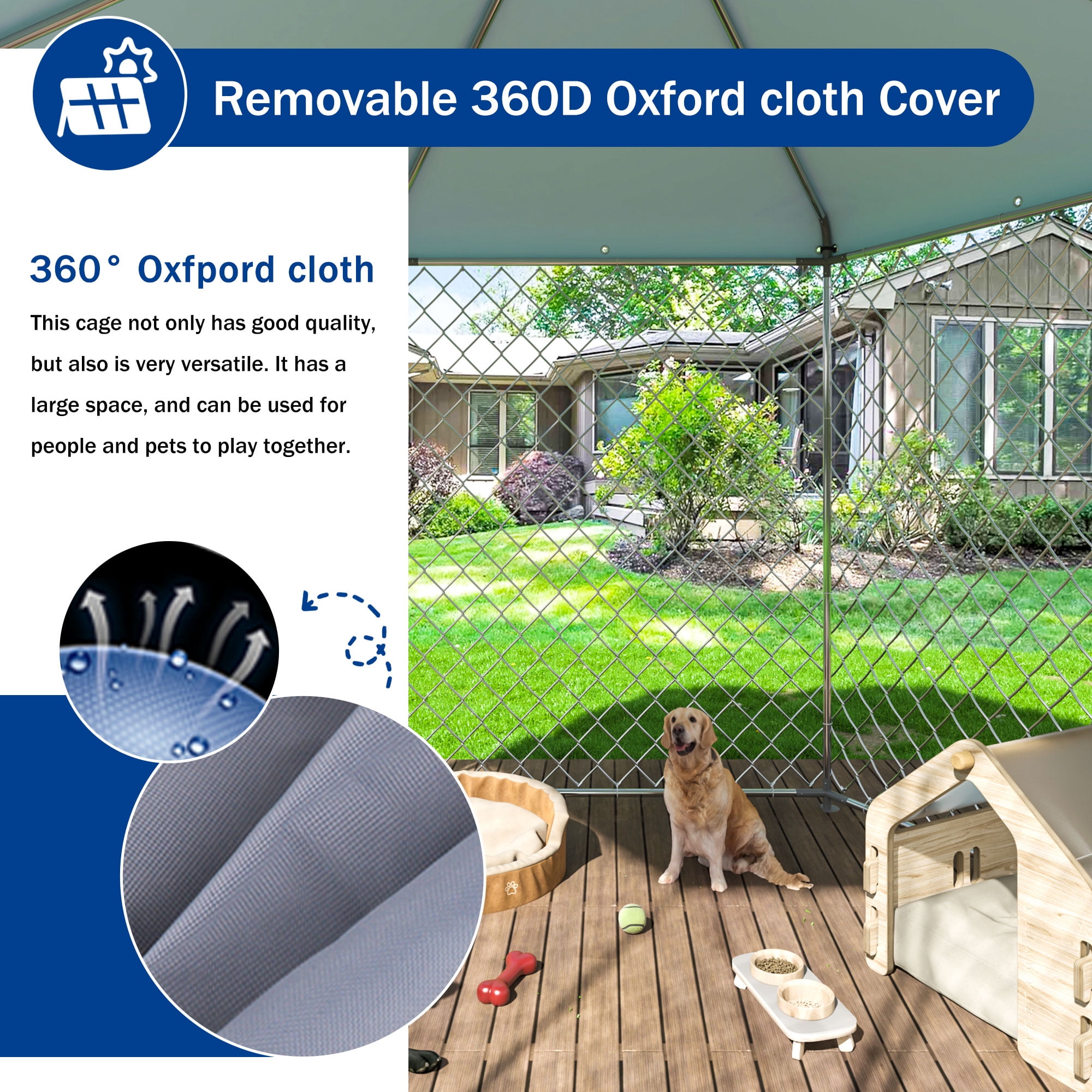 Betisef 9.3x9.3x8.2 ft Large Dog Kennel Outside with Roof,Outdoor Dog Kennel with Lock for Outdoor Backyard