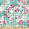 thumbnail image 2 of Ambesonne 90's Fabric by the Yard Upholstery, Retro Brush Strokes Dots Lines, 10 Yards, Pink and Pale Sky Blue, 2 of 5