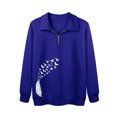 thumbnail image 4 of TWZH Women Feather Birds Print Zipper Lapel Collar Sweatshirt, 4 of 7
