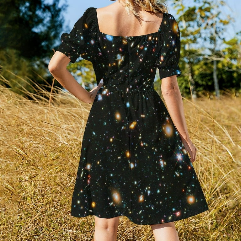 luxury summer dresses Hubble Extreme Deep Field (UV) Sleeveless Dress dress party evening elegant celebrity attending a garden party Best Designer Summer Dresses to