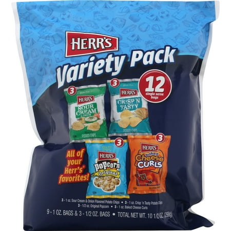 Herr's Variety Pack Assorted Snacks, 12.25 Oz., 12 Count
