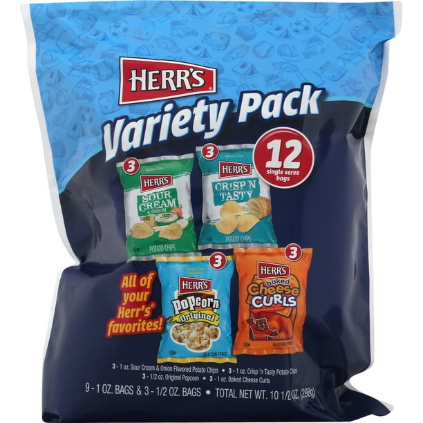 Herr's Variety Pack Assorted Snacks, 12.25 Oz., 12 Count
