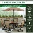 thumbnail image 3 of Hanover Monaco 7-Piece Outdoor Patio Dining Set, 6 Sling Swivel Rocker Chairs, 60" Round Tile Table, 9' Umbrella, and Umbrella Base, Brushed Bronze Finish, Rust-Resistant, All-Weather, 3 of 9