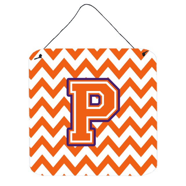 "Treasures Chevron Orange and Regalia Letter P Wall or Door Hanging Prints CJ1062-PDS66, 6"" H x 6"" W" Caroline's Treasures CJ1062-PDS66