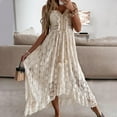 thumbnail image 4 of Femmes Robe Dentelle Grand Ourlet Été Élégant Bretelles Spaghetti Robe Midi pour Fête, 4 of 4