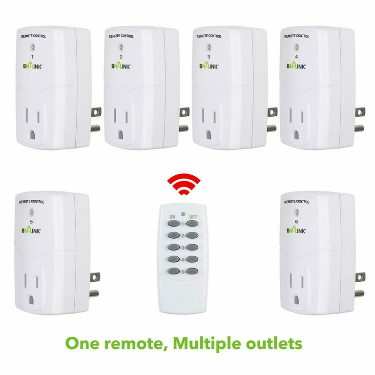 BN-Link Wireless Remote Control Electrical Outlet Switch for Lights, Fans, Christmas  Lights, Small Appliance, Long