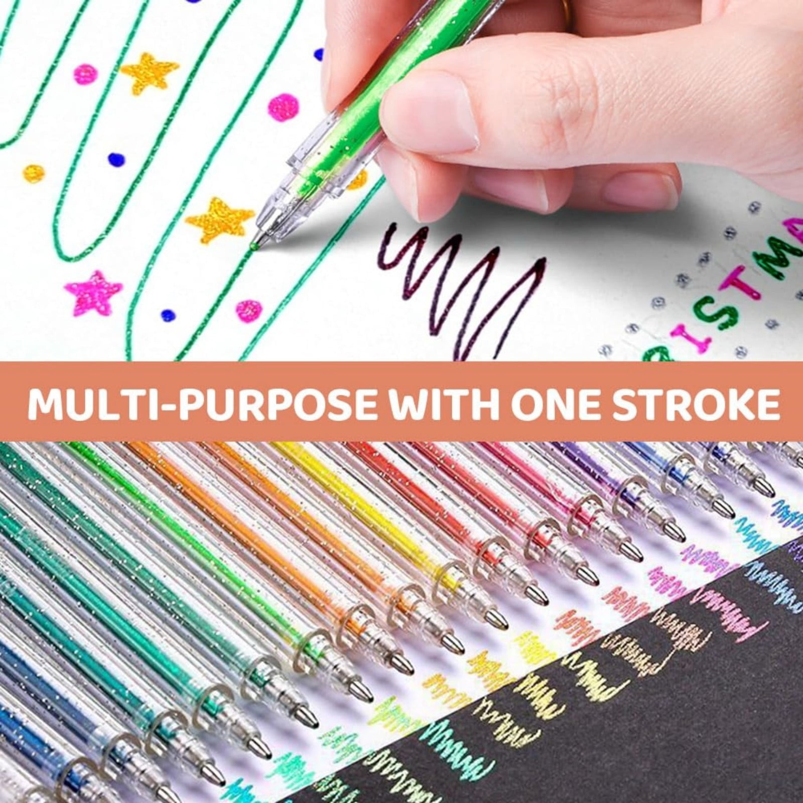 PPKVUFD Glitter Gel Pens, 8 Colors Glitter Pens for Adult Coloring Books, Journaling, Drawing, Scrapbooking and DIY Crafts, Retractable Gel Ink Pens for Art and Work