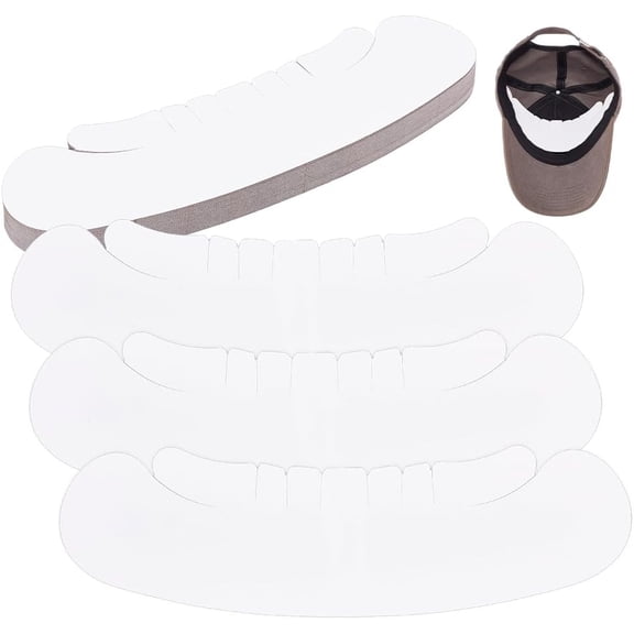 50PCS Paper Baseball Cap Insert Shaper 2.7x10.3inch White Irregular Shape Hat Brim Support Reusable Paperboard Hat Cap Fitter Inserts for Man Woman Baseball Hats Display Organization Black