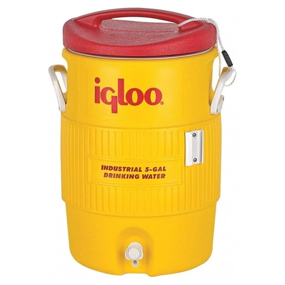 5 Gallon Plastic Cooler Yellow/Red - Insulated Ice Chest for Outdoor Events, Camping, Picnics, Parties - Durable & Portable Beverage Container