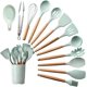 thumbnail image 1 of Juego de Utensilios de Cocina: 13 piezas de Uensilios de Cocina de Silicona - Juego de Espátula Antiadherente con Mango de Madera (Verde), 1 of 4