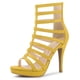 thumbnail image 1 of Sandalias de Tacón En Forma de Jaula Plataforma Tacón de Aguja para Mujeres Allegra K Amarillo 40, 1 of 6