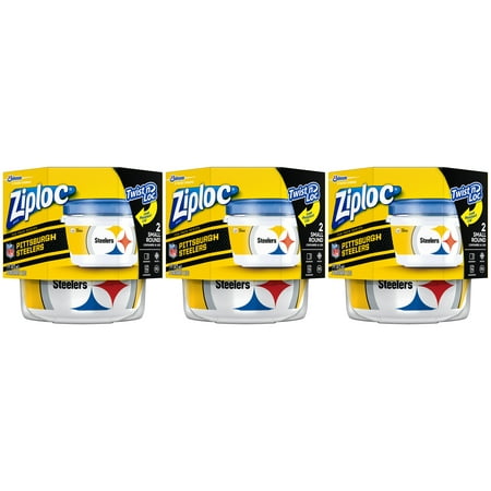 Ziploc Brand NFL Pittsburgh Steelers Twist 'n Loc Containers, Small, 2 ct, 3