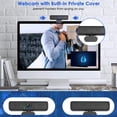 thumbnail image 3 of 2K Webcam with Microphone, QHD Webcam with Privacy Cover and Tripod, USB Computer Camera Auto Light Correction, 110°Wide-Angle View, USB Streaming for Desktop, PC, Mac, Windows, 3 of 5