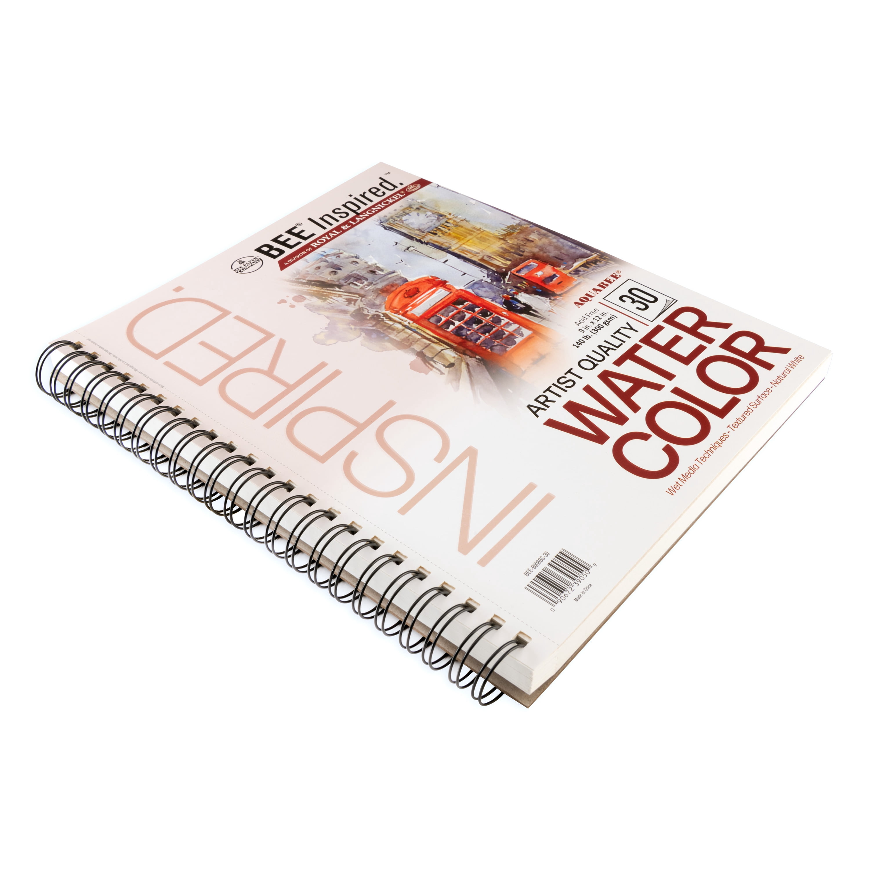 Bee Paper - Bee Inspired 9"x12" Watercolor Paper Pad, 30 Sheets, Side Wire, 140lb. 300GSM