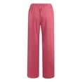 thumbnail image 5 of oiangi Boho Pants for Women Summer Cotton Linen Trousers Drawstring Elastic Waist Beach Pant with Pockets Watermelon Red M, 5 of 5