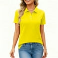 thumbnail image 6 of Women's Polo Shirts Cotton Short Sleeve 3 Buttons Collared Blouses Summer Casual Wicking Golf Tops Yellow 2XL, 6 of 6
