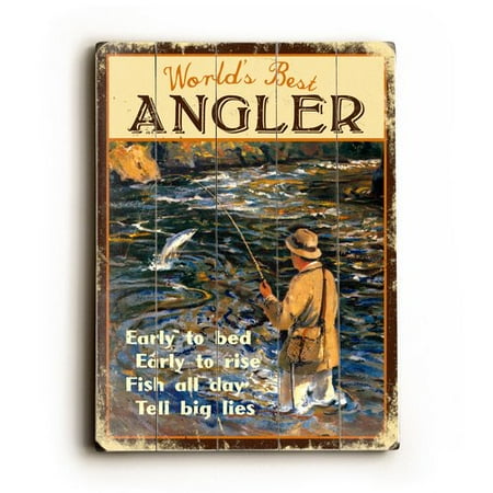 Artehouse LLC Angler Planked Vintage Advertisement Plaque