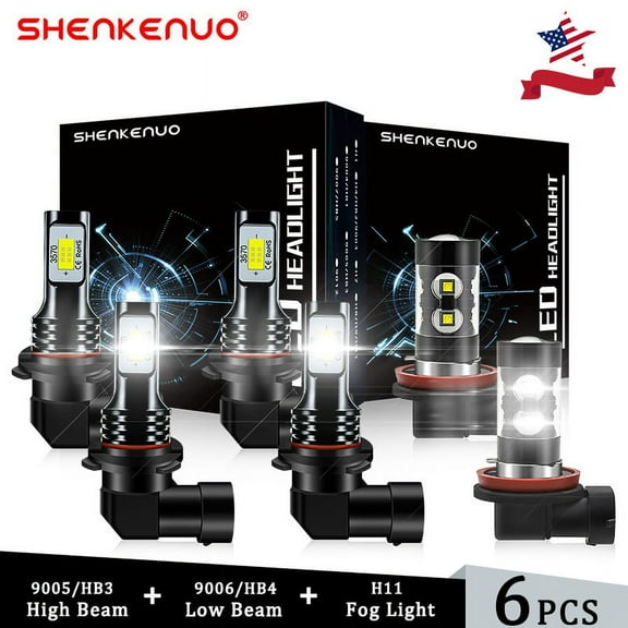 For Chevy Colorado 2004 2005 2006 2007 2008 White 6000K High Low Beam 9005 9006 LED Headlight Bulbs H11 Fog Lights