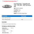 thumbnail image 2 of Front Brake Rotor - Compatible with 1996 - 1999, 2001 - 2007 Ford Taurus SHO 1997 1998 2002 2003 2004 2005 2006, 2 of 2