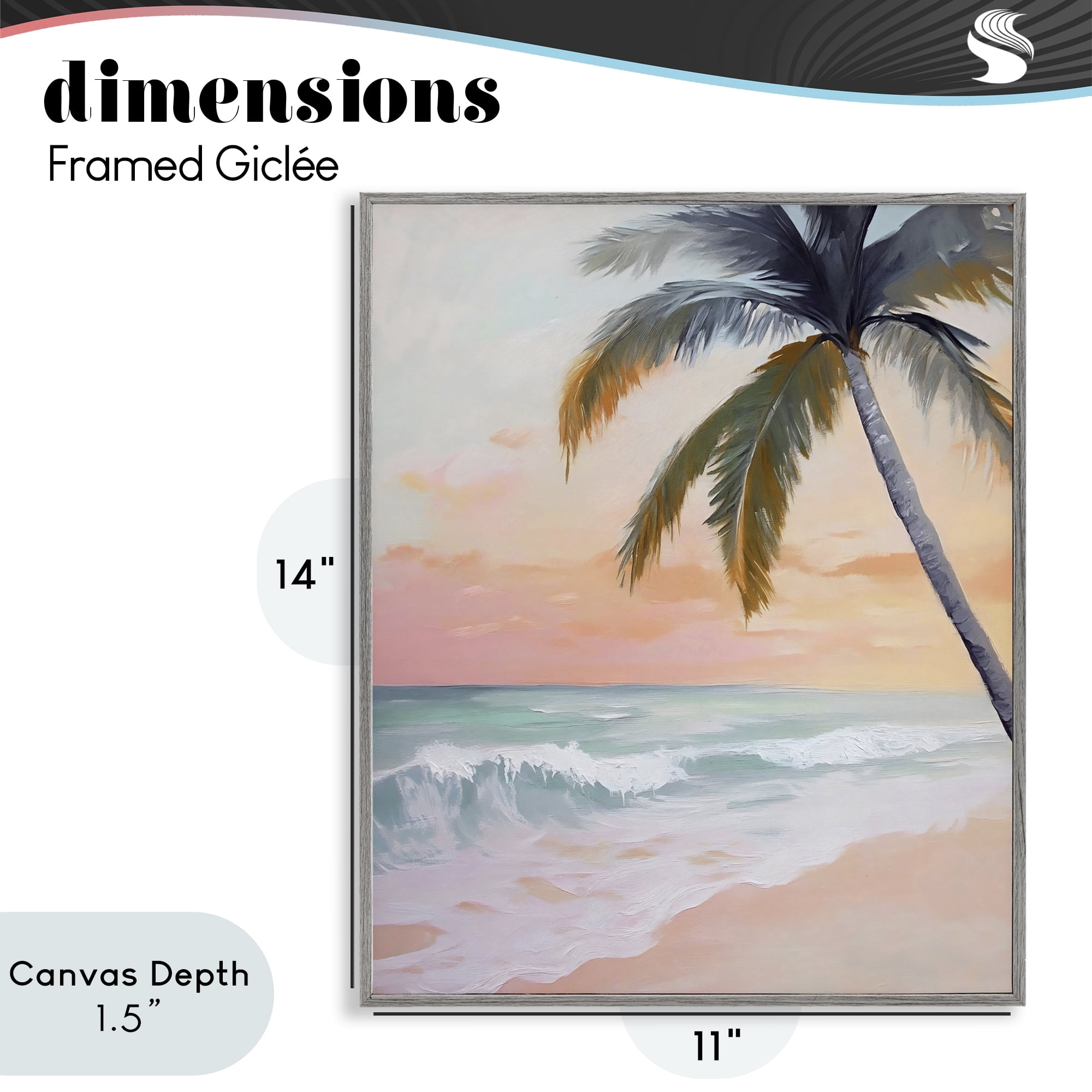 Stupell Industries Tranquil Sunset & Beach Palm Gray Framed Giclee Art, design by Creative Studio