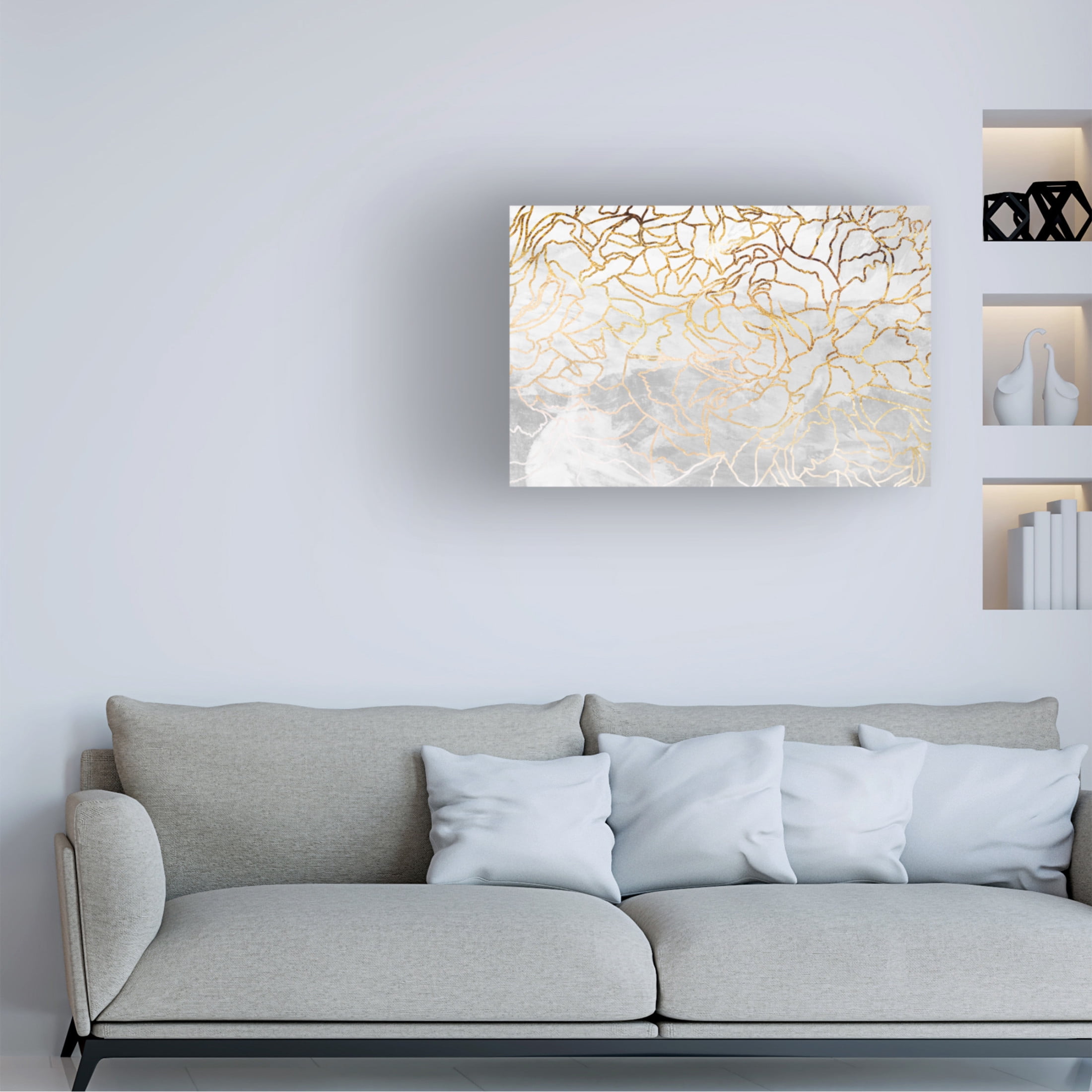 Trademark Fine Art Sarah Manovski Abstract gold line art wall mural Canvas Wall Art
