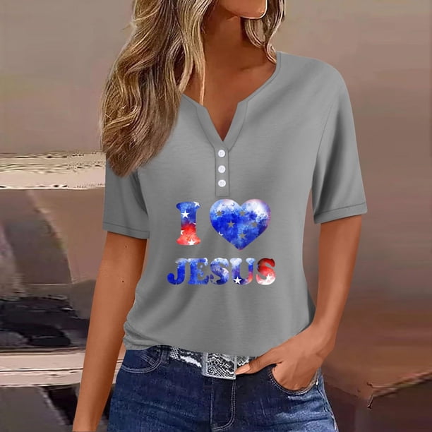 Fiudx Ropa de Mujer Blusa de Manga Corta Estampada a La Moda para Mujer, Blusas Informales con Cuello En V
