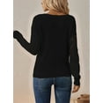 thumbnail image 5 of Womens Long Sleeve Sweaters Fall Trendy Lace V Neck Knit Drop Shoulder Pullover Sweater Jumper Tops Black XL, 5 of 9