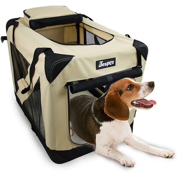 JESPET Soft Pet Crates Kennel 26", 30" & 36", 3 Door Soft Sided Folding