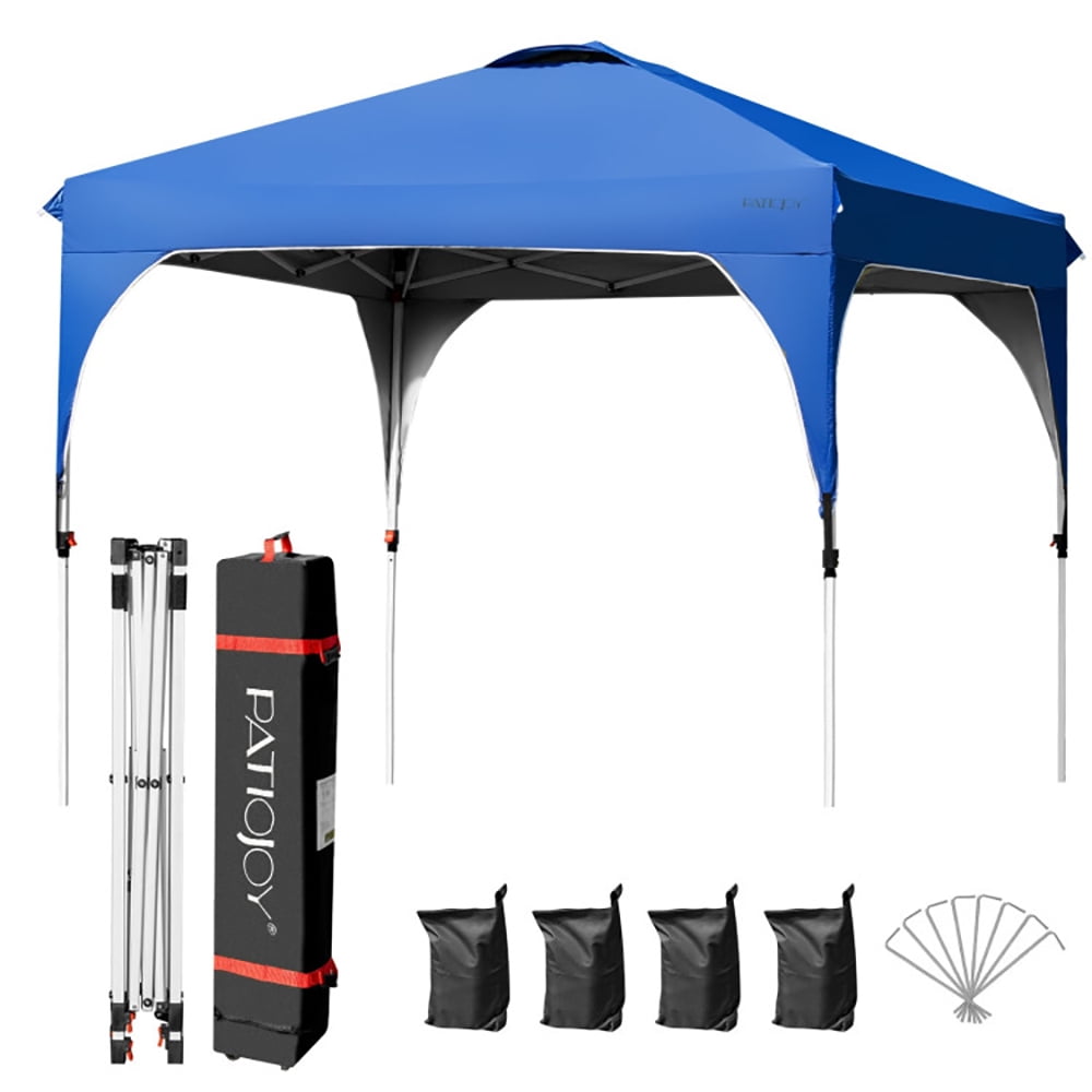 Aimee Lii 10 x 10 Feet Outdoor Pop-up Camping Canopy Tent with Roller Bag, Backyard Canopy Gazebo, Blue Aimee Lii 10 x 10 Feet Outdoor Pop-up Camping Canopy Tent with Roller Bag, Backyard Canopy Gazebo, Blue