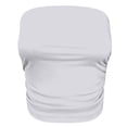 thumbnail image 4 of KHONTS Women's Solid Color Stylish Bandeau Sleeveless off Shoulder Longline Crop Tops Summer Casual Slim Fit Camisole White XL, 4 of 5