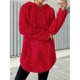 thumbnail image 5 of Sudadera con Capucha de Jacquard de Larga en Color Liso para Mujer, Chaqueta Ajustada con Cordón de Felpa. Rojo L, 5 of 7