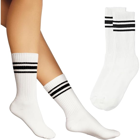 ARRIA Premium Soft Crew Socks for Women - Cotton Blend Striped Athletic Socks Thick Sole Breathable Stretch Fit Everyday Casual Wear