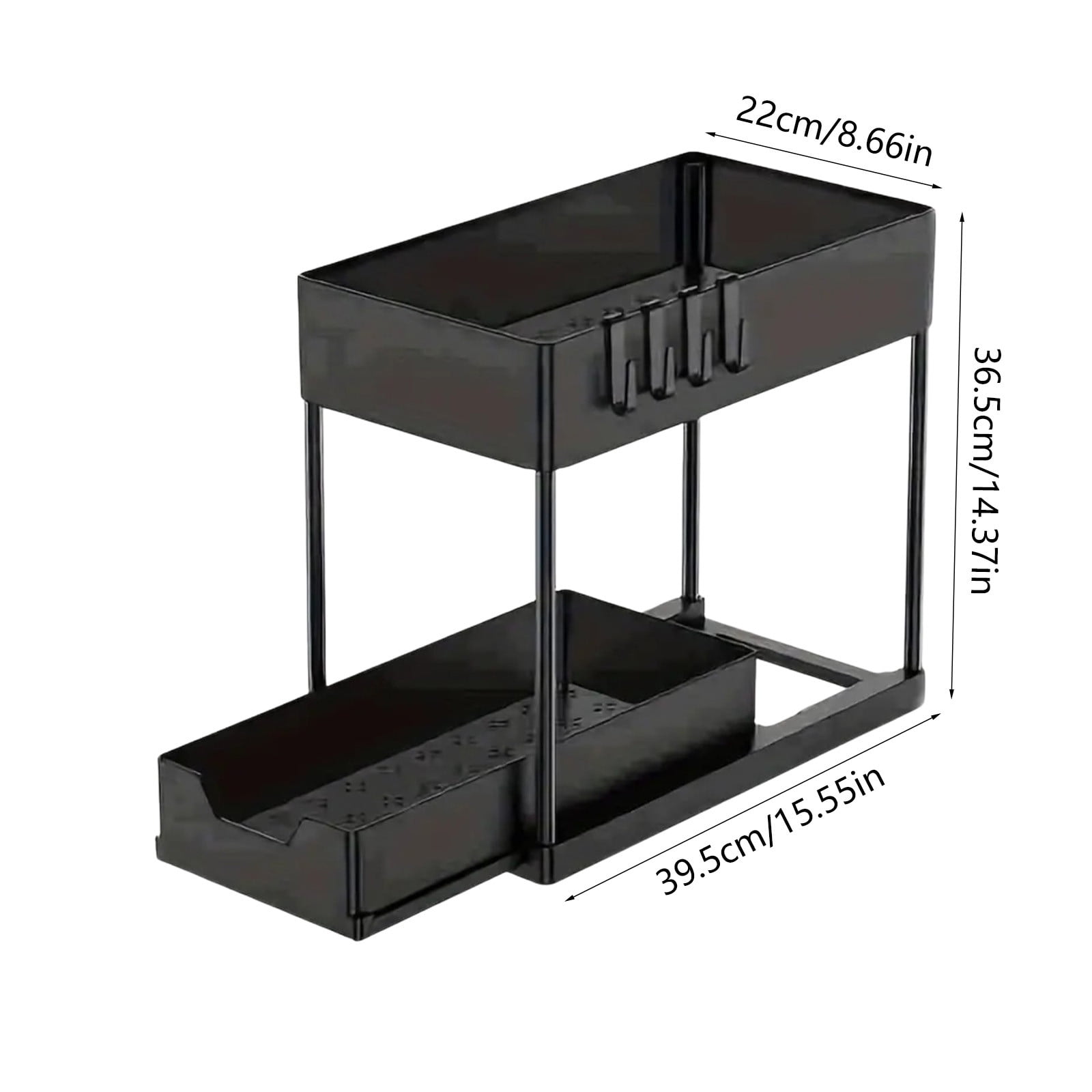 Under Sink Organizer and Storage Rack - Multipurpose Pull Out Cabinet Organizer for Bathroom Kitchen - Plastic Under Counter Shelf with Slide Out Drawer for Cleaning Supplies