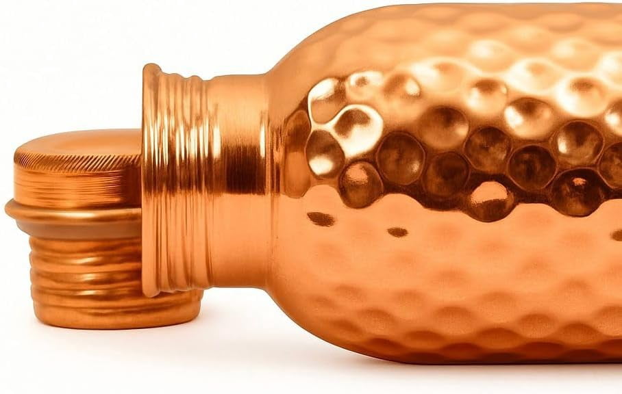 ARNCRAFT 100% Pure Copper Bottle (34oz) Handcrafted hammered finish Water Bottle leak proof and lab tested Perfect for gym travel office gifting (1005ml)