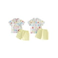 thumbnail image 2 of Caoirhny Toddler Baby Boys Easter Outfits Easter Egg Bunny Pattern Button Down Short Sleeve Shirt with Shorts 2 Pcs Set, 2 of 9