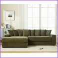 thumbnail image 4 of Modern Green Corduroy L-Shaped Sectional Sofa with 8 Pillows - 3-Seat Left Chaise for Living Room, Easy Assembly, 4 of 22