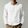 thumbnail image 2 of Stamzod Men's Fashion Summer Hoodies Solid Color Cotton and Linen Hooded Sweatshirt Casual Long Sleeve Pullover Hoodie Men Plus Size Beach Vacation Clothes White-2 XXL, 2 of 7