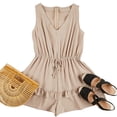 thumbnail image 4 of High Waist Tank Rompers V Neck Beach Womens Flowy Ruffle Layered Shorts Jumpsuit, 4 of 5