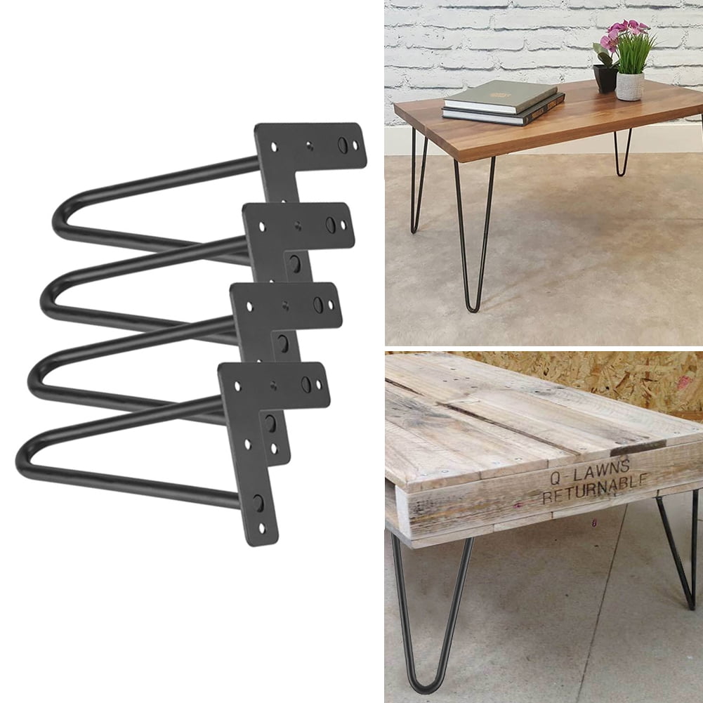 Unfinished Wood Wooden Metal Furniture Table Legs Feet 4 Pack Leg DIY Home Decor 
