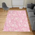 thumbnail image 2 of Geometric Turkish Area Rug, Different Sized Circles and Rounds Simple Style Graphic Print Shabby Home, Soft Carpet for Living Room Decor with Distressed Look, 5.2' X 7.6', Pink Ivory, by Ambesonne, 2 of 4
