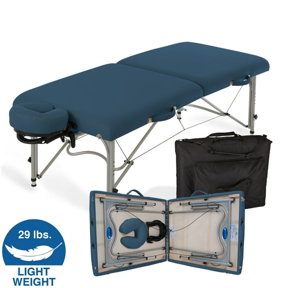 EARTHLITE Portable Massage Table LUNA - Ultra-Lightweight, Patented Aluminum Reiki Frame Incl. Flex-Rest Face Cradle & Carry Case (29lb)