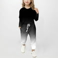 thumbnail image 3 of WMTBSRSW Girls 2025 Fashion 2 Piece Outfit Sweatsuit Gradient Printed V Neck Pullover Tops Drawstring Sweatpants Two Piece Set 5-12 Years, 3 of 5