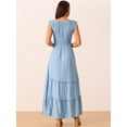 thumbnail image 4 of DARING DIVA Scoop Neck Ruffle Tiered Maxi Dress M Blue, 4 of 4